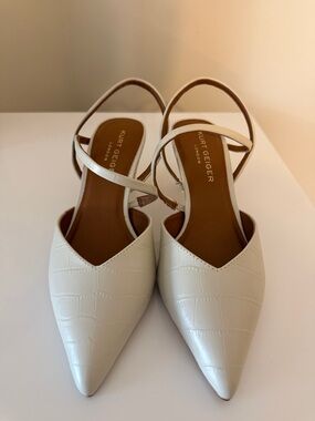 Kurt Geiger Cream Pointed Slingback Flats